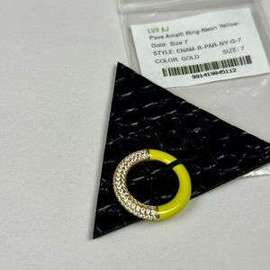 Luv AJ Pave Neon Yellow Amalfi Ring Crystal Enamel NEW Size 7